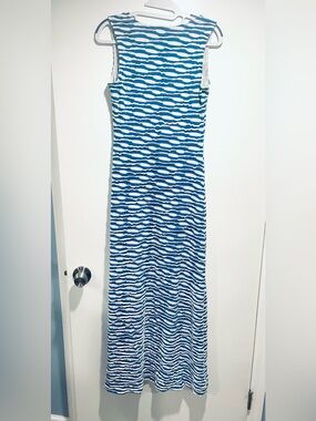 Beige by eci Blue and White Long Sleeve Maxi Tank Dress L 3/$28
